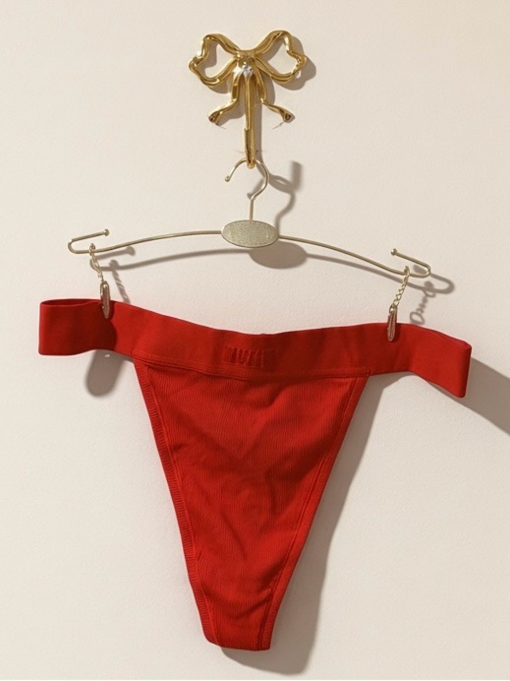 ❤️ SKIMS Cotton Rib Thong | Ruby | Sz M | NWT 🏷️